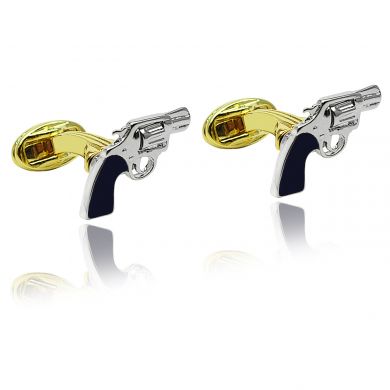 Blue And Gold Revolver Cufflinks