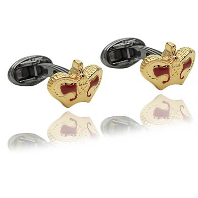 Rose Gold And Gunmetal Crown Cufflinks