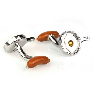 Egg and Sausage Frying Pan Cufflinks