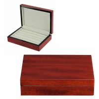 TIMELYBUYS Grey Ginko Lacquered Wood Watch Cufflink Case & Ring Storage Organizer Men's Jewelry Box, Gray