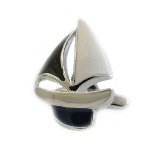 Silver & Black Sailboat Cufflinks