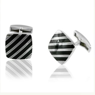 Black and Silver Stripe Cufflinks