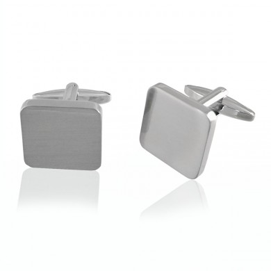 Rounded Square Rhodium Plated Cufflinks