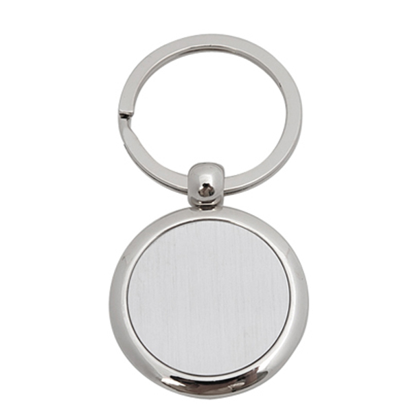 Sterling Silver Elegant Round Engraved Keychain