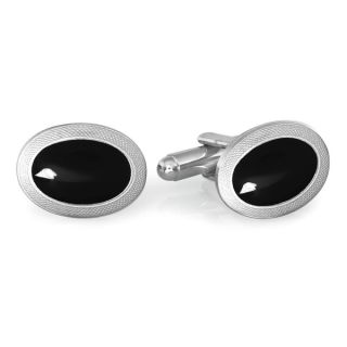 Black & Silver Oval Cufflinks