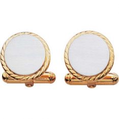 Two-Tone Round Engraveable Cufflinks