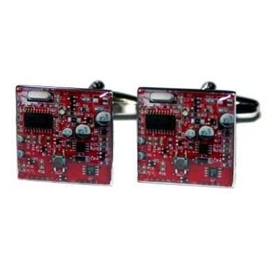 Red Circuit Board Cufflinks