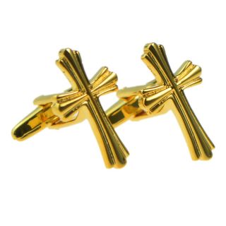 Gold Plated Ornate Cross Cufflinks