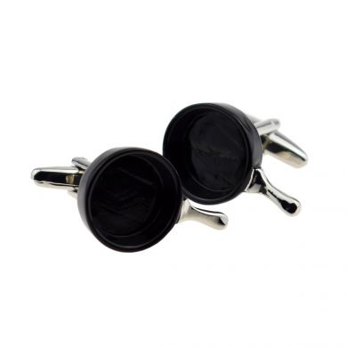 Black and Silver Frying Pan Cufflinks