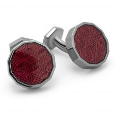 Geometric Deep Red Gunmetal Cufflinks